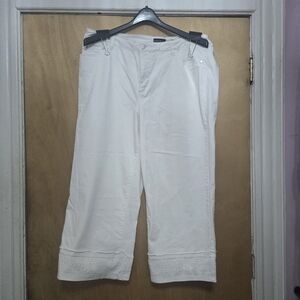 Susan Graver 22W Women White Cotton Cropped Pants